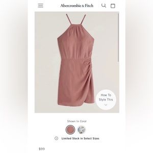 Abercrombie & Fitch Halter Wrap Mini Dress - Coral S